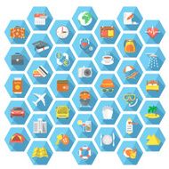 Modern flat traveling and tourism icons set
