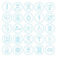 Line Circle Health Care Medical Icons Set