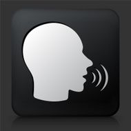 Black Square Button with Talking Face Icon