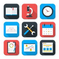 Flat Business and Office Life App Icons Set N2