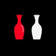 Feng Shui Vase icon Red white Ceramic Pottery Glass Flat