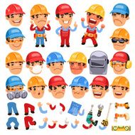 Set of Cartoon Worker Character for Your Design or Animation