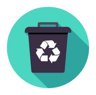 Flat Trash Can Icon