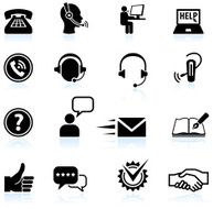 Contact us and Customer service black &amp; white icon set