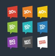 Flat Discount Labels Vector Sale Speech Bubbles