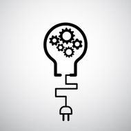 lightbulb with plug icon gears industrial concept