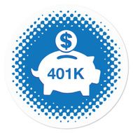 401K savings piggy bank badge
