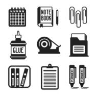 Set of vector monochrome office icons in flat style N2