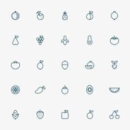 25 fruit minimal line icons N2