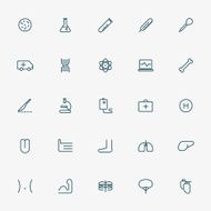 25 hospital and medicine line icons