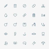 5x5 hospital and medicine line icons