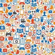 social media network background with icons vector
