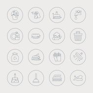 cleaning line icon set