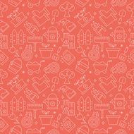 gardening line icon pattern set