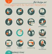 Business icon set Management human resources marketing