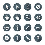 white color flat style various solid cursors icons set