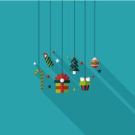 Christmas hanging flat icon with long shadow eps10