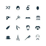 barbershop icons set
