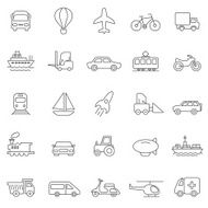 Transportation line icons set Vector