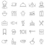 Restaurant line icons set Vector N2