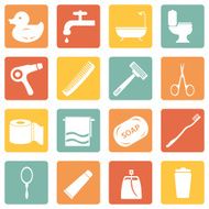 Vector Set of Bathroom and Hygiene Icons