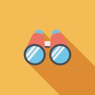 Binoculars flat icon with long shadow