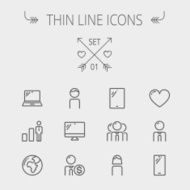 Technology thin line icon set N9