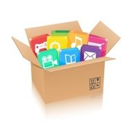 Apps in cardboard box