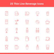Set of Thin Line Stroke Beverage Icon N2