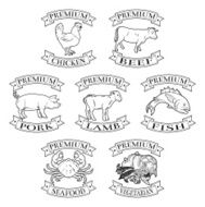 Premium meat and food types badges