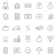 Bank line icons set Vector