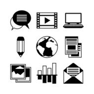 Media and communication set of blog icons