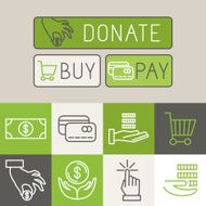 Vector payment buttons in trendy linear style