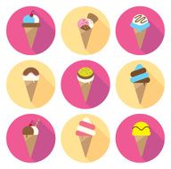 set of ice cream cone flat icon