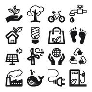 Ecology flat icons Black