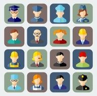 Set of colorful people occupation icons