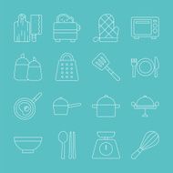 Kitchen line icon set