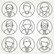 Vector mono line people icons set