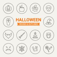 Set of round and outlined Halloween icons