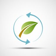 Green leaf with blue arrows