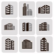 Buildings vector web sticker icons set N2