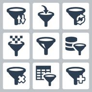 Filter related vector icons set