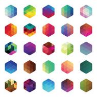 Hexagon colourful mosaic buttons