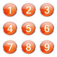 Numbers Counting Orange Vector Button Icon Design Set