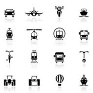 Multiple types of transportation icons in black