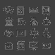 Finance icons set outline