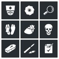 Pathologist and morgue icons