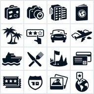 Black Travel and Vacation Icons N3
