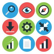 Flat Styled Circular Business Icons