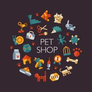 Set of flat design pet shop icons N3
